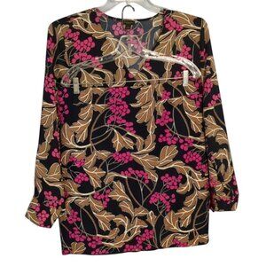 Ann Taylor Factory Womens Floral Long Sleeve Top Skirt Set Size L